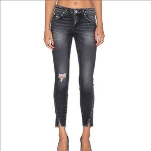AMO Black Gray Twix Vixen Destroy Ankle Jeans 26 Women